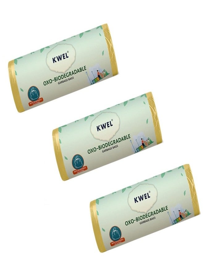 KWEL Plastic Disposable Garbage Bags/Dustbin Covers, 3 Packs Of 30 Pieces-90 Bags Medium (19" X 21") Yellow - Image 1